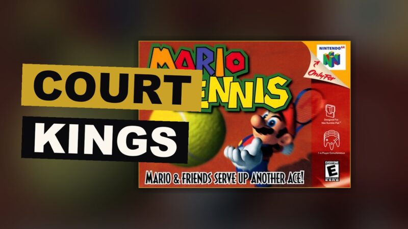 A cheerful hero and his friends contend upon a court, arm raised, in a scene of merriment and skill.
