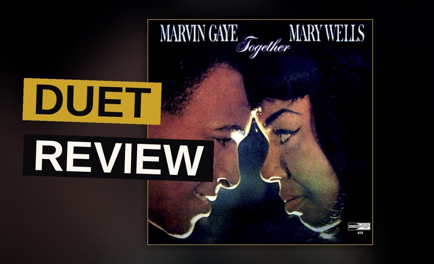 A vintage-style illustration of a smiling couple from the 1960s, close together, evoking a classic duet album cover.