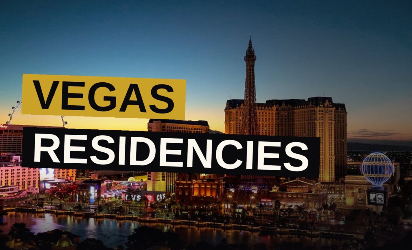 The illuminated Las Vegas Sphere glows at night as crowds gather for a concert residency.