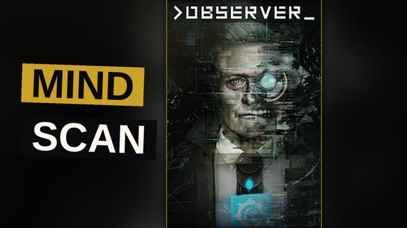 A solitary detective sits amid glowing fragments of memory within a dim, rainy chamber.