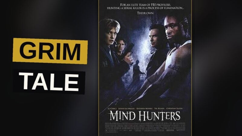 Two agents sit before a killer in a dim room, the air heavy with dread.