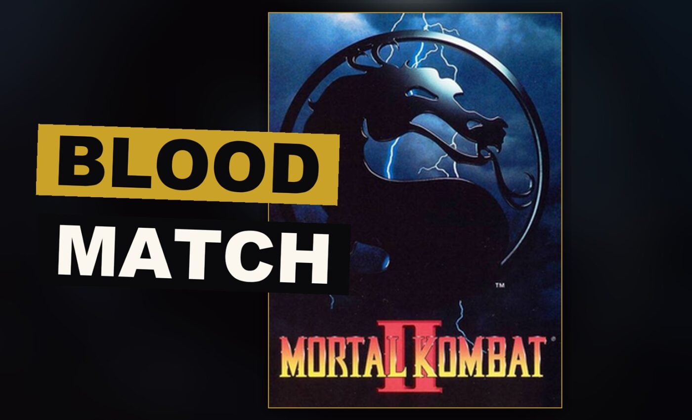 Two grim fighters trade savage blows within a darkened arena of stone and peril.