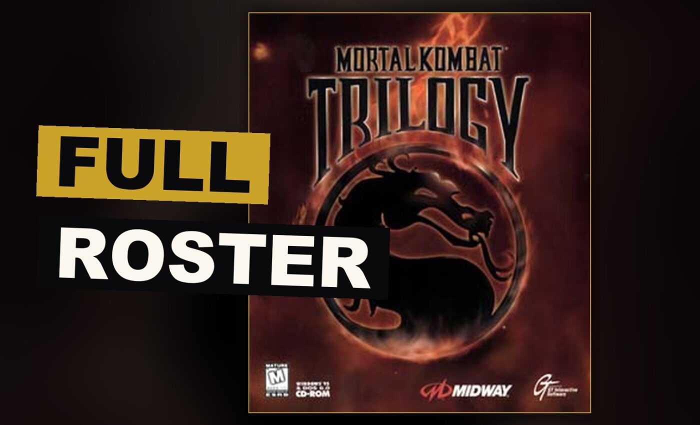 Two fighters meet in a dim arena lit by neon light, echoing the many characters gathered within Mortal Kombat Trilogy.