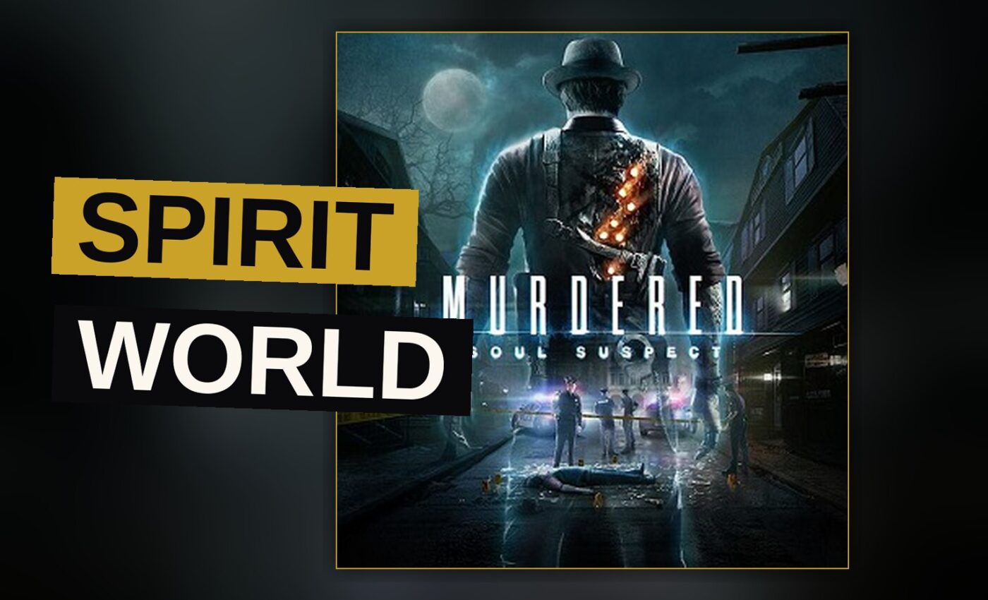 A shadowy detective walks through a ghostly city street, surrounded by faint, glowing spirits.