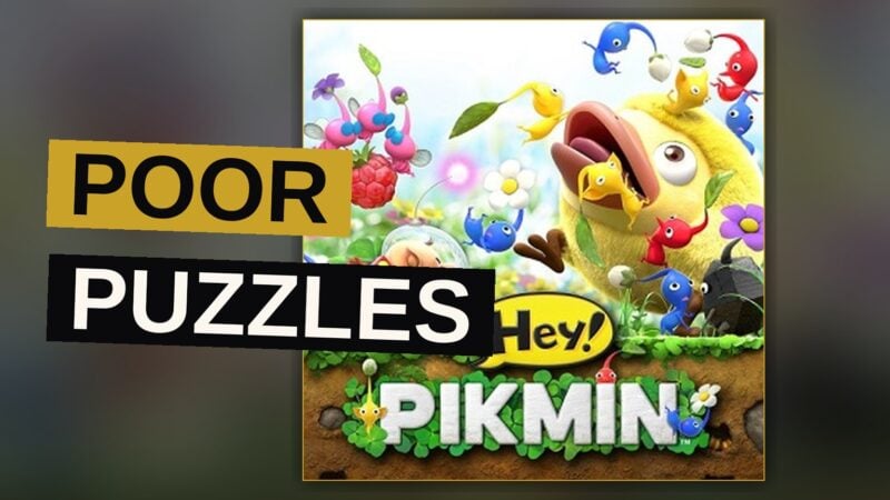 Captain Olimar stands among his Pikmin companions in a bright, cheerful outdoor garden.