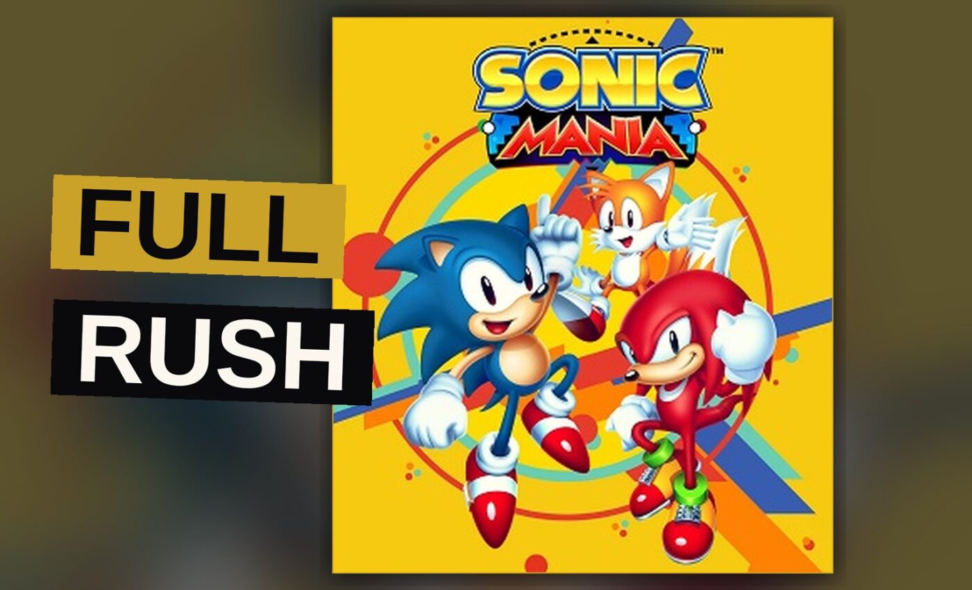A blue hedgehog dashes through a vibrant green zone at high speed.