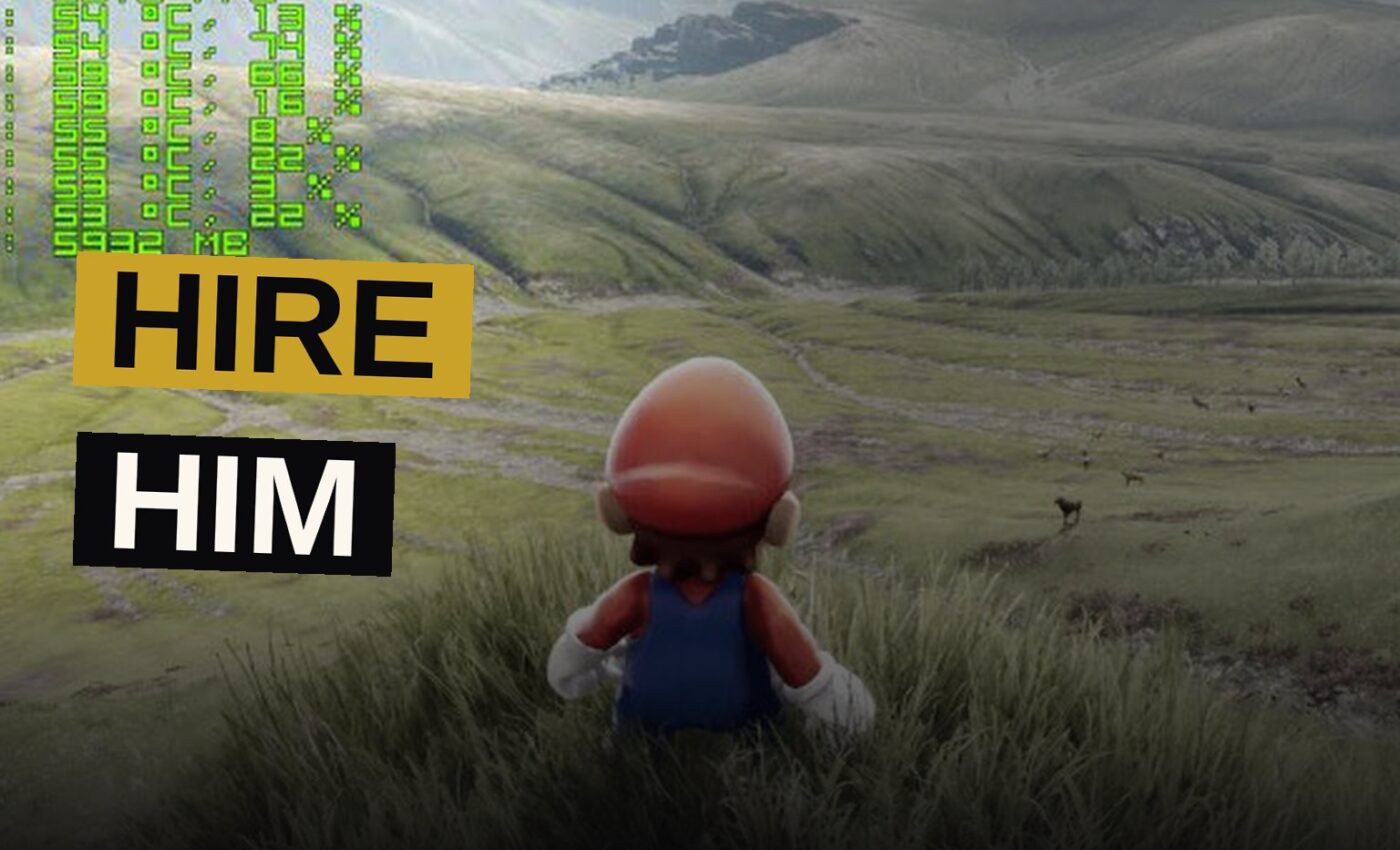 A comparison image contrasting a classic pixelated video game character with a hyper-realistic fan-made render, illustrating the meme's joke.