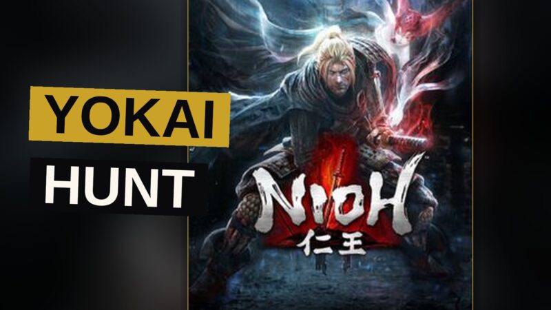 A warrior confronts a monstrous yokai amid a tempestuous ancient battlefield.