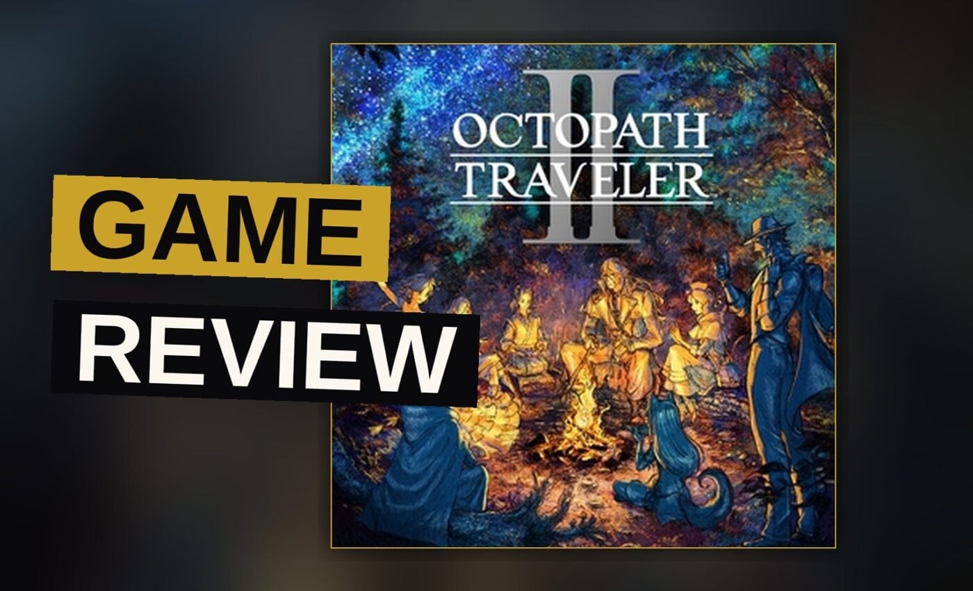 A party of eight fantasy travelers stands on a cliff overlooking a vast continent at dusk in a pixel-art style.
