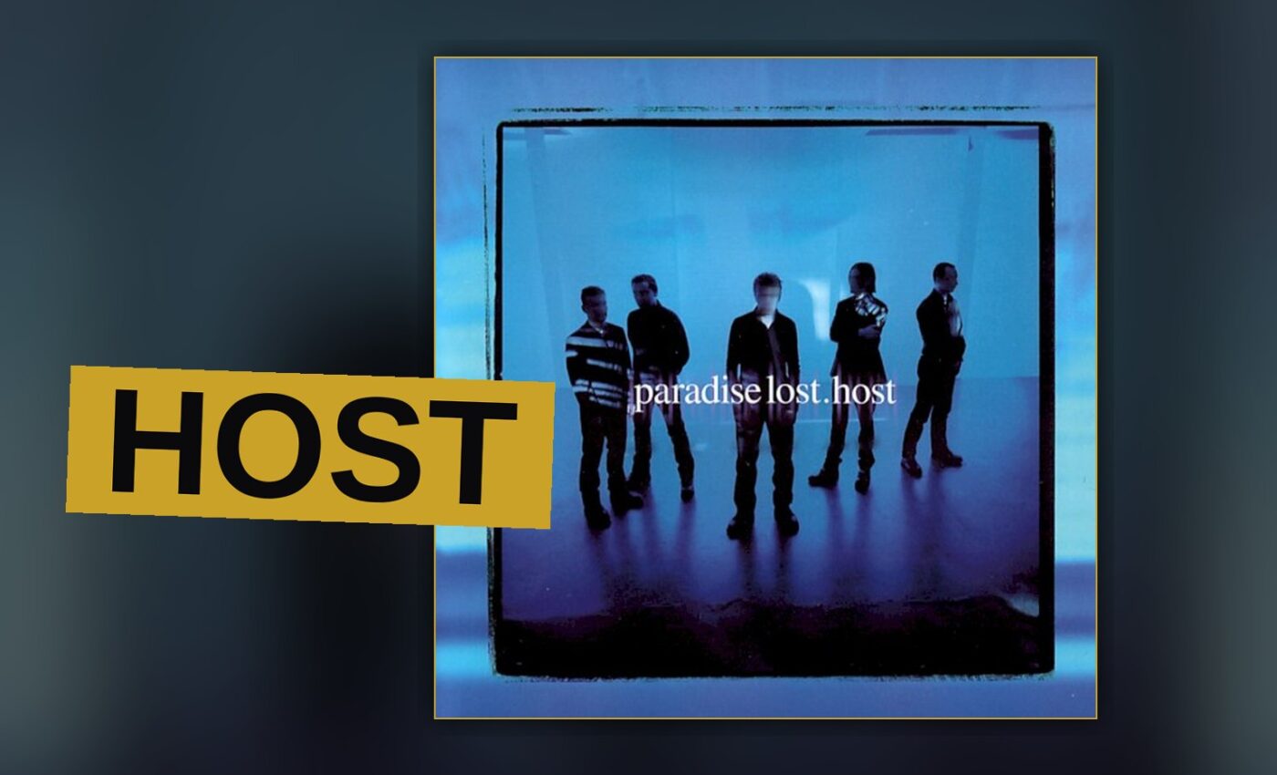 A dark, moody scene evoking a synth-driven band performance bathed in red light.