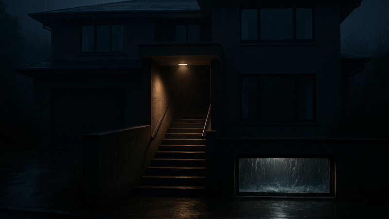 A great house of glass and stone conceals beneath it another dwelling, drowned in secret waters.