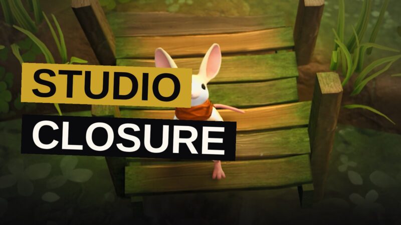 A solitary mouse sits amid the remnants of a workshop where a studio once wrought its cherished games.