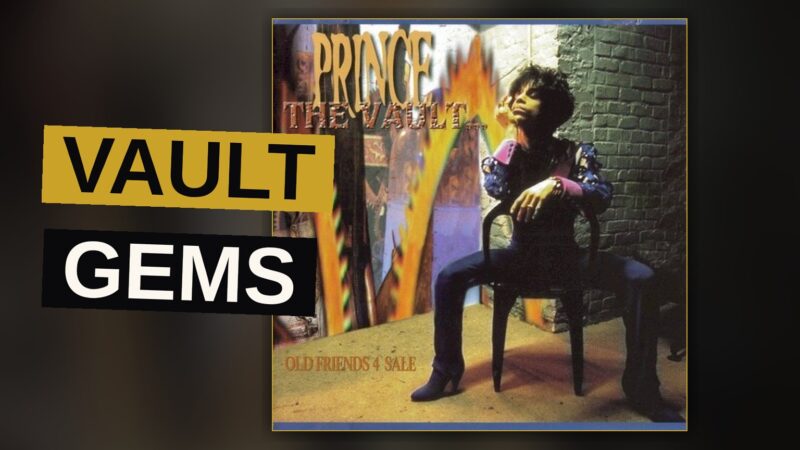 A vintage microphone and a purple guitar in a dimly lit recording studio, evoking Prince's late-night sessions.