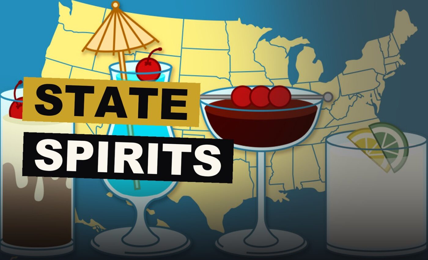 An arrangement wherein each state is figured as a goblet of spirits peculiar unto itself.