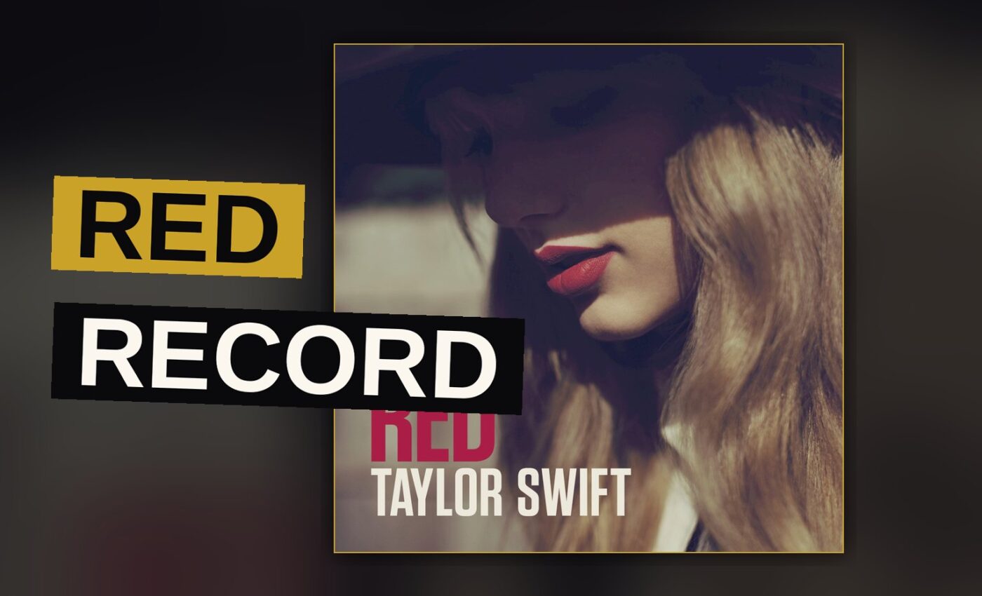 A woman stands bathed in red light, evoking the album's themes of endings and new beginnings.