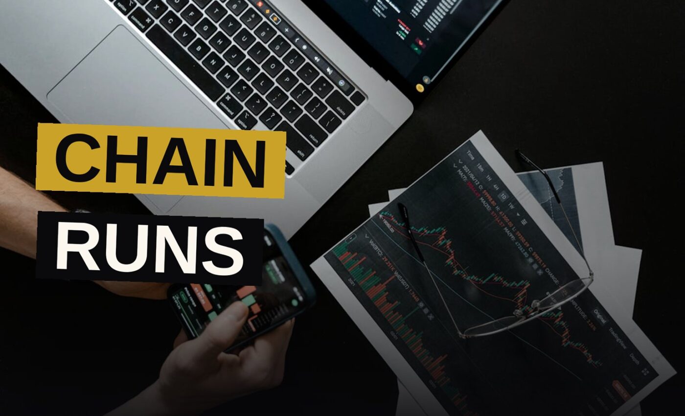 A glowing chain icon symbolizing a cryptocurrency platform's rapid revenue growth.