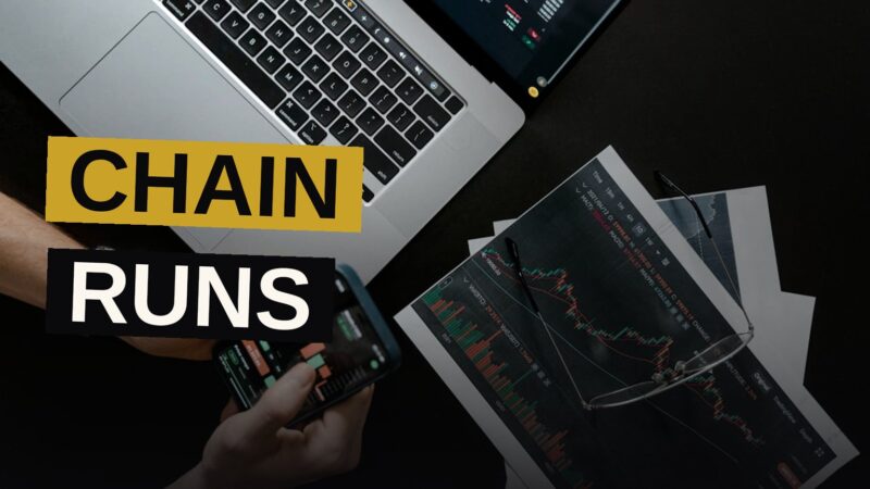 A glowing chain icon symbolizing a cryptocurrency platform's rapid revenue growth.
