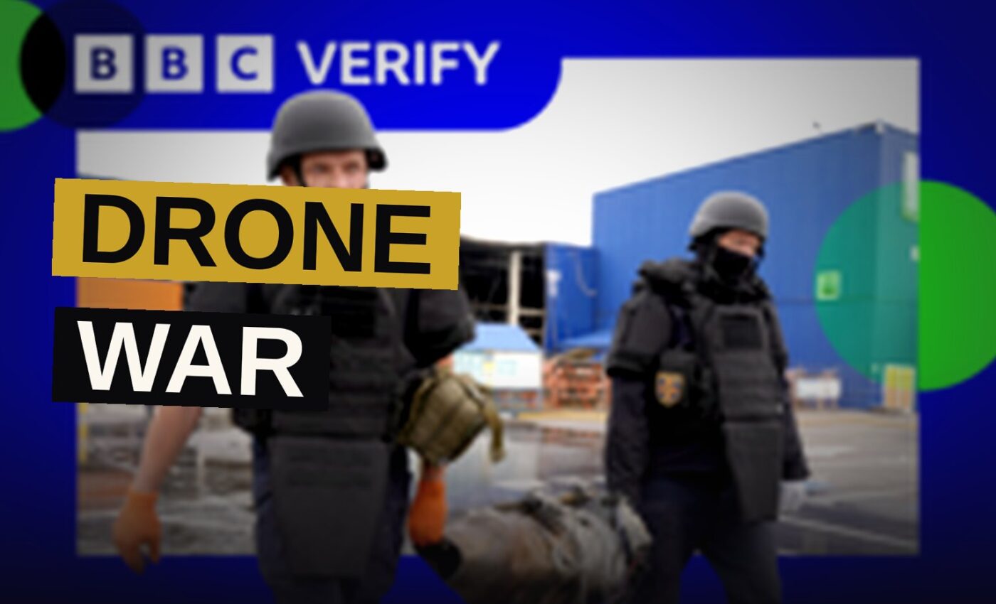 Jet-powered drones streak across the night sky over Kyiv, with tracer fire and explosions visible in the distance.