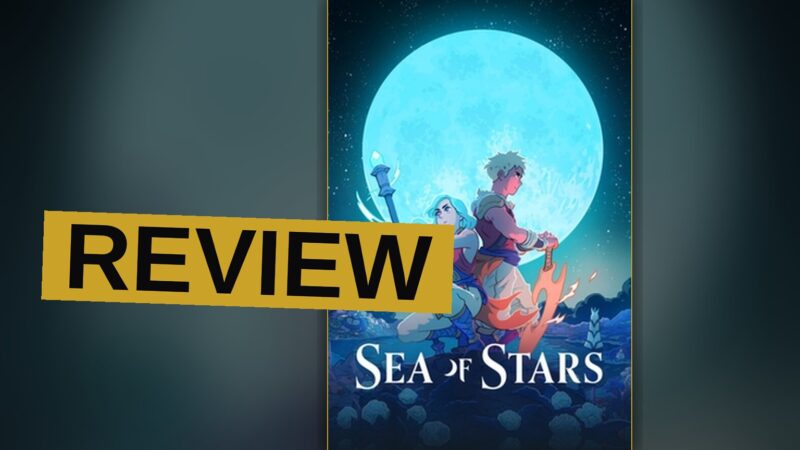 Pixel art of two warriors with sun and moon powers overlooking a sea at dusk.