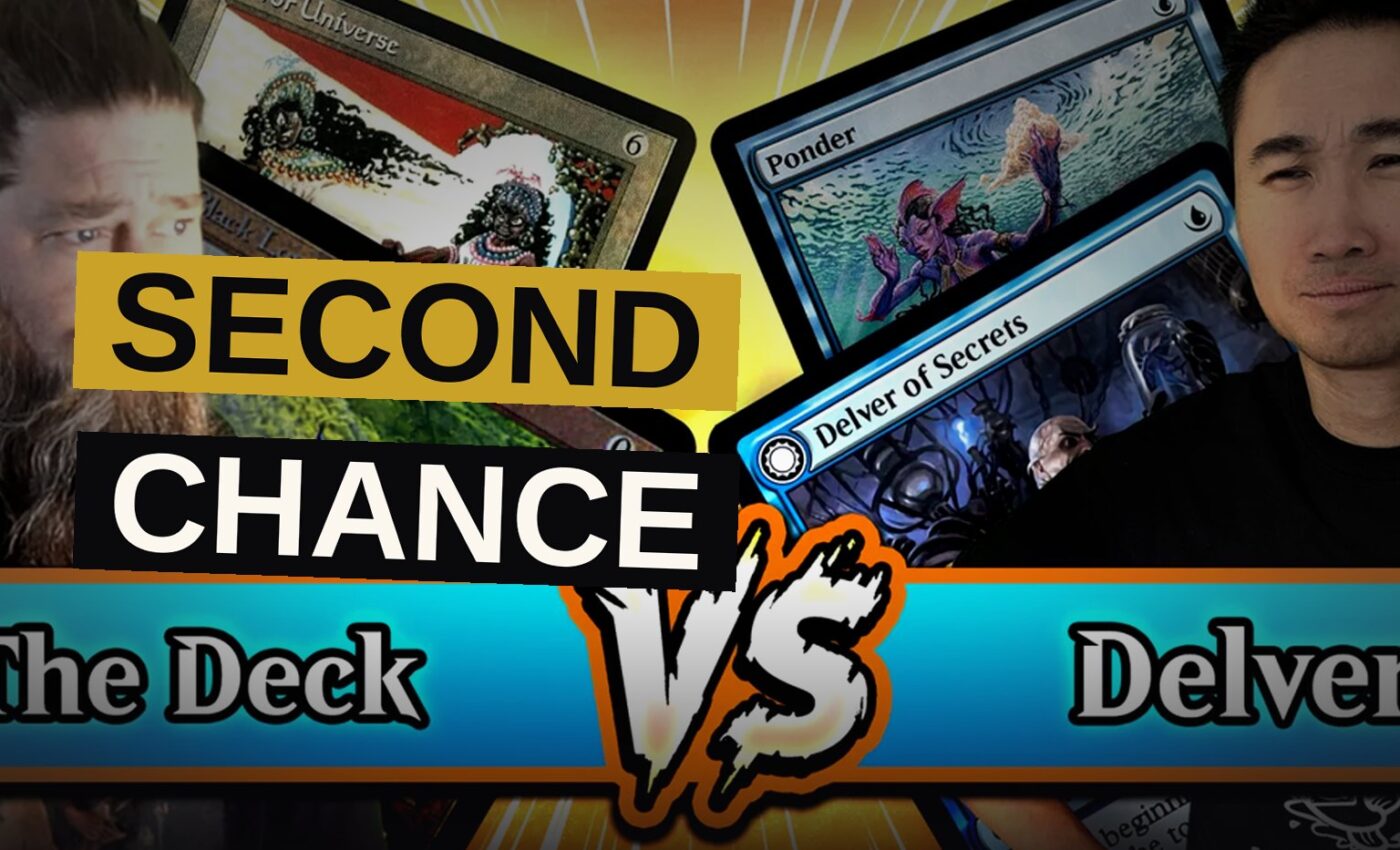 Two contrasting Magic: The Gathering decks face off across a tournament table.