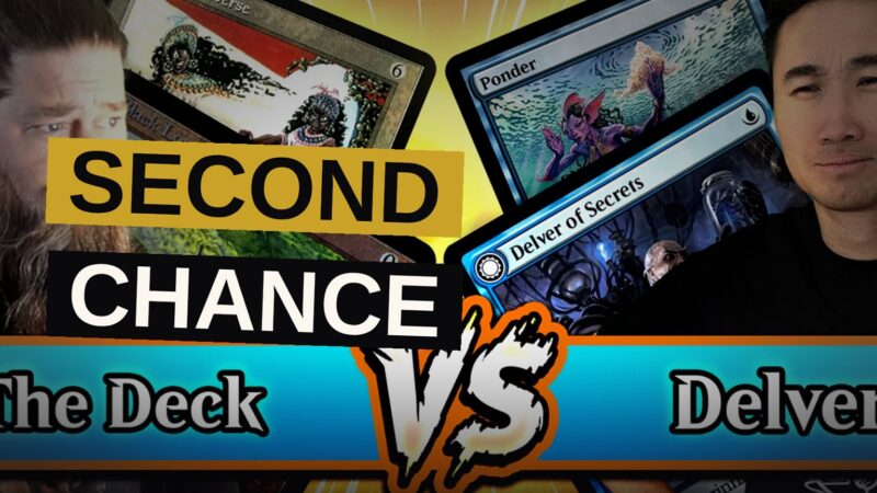 Two contrasting Magic: The Gathering decks face off across a tournament table.