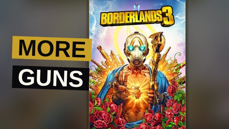 A Vault Hunter blasts enemies with a glowing shotgun amid explosions in a colorful alien battlefield.