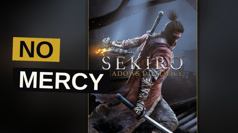 A shinobi warrior clashes swords with an armored enemy in a mist-covered ruined castle.
