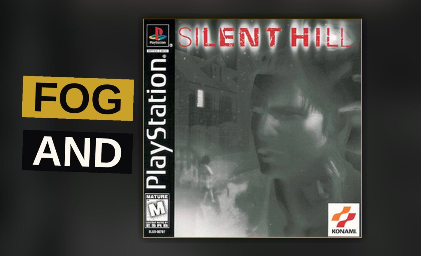 A mist-covered town street stretches into darkness, its houses lost in the haze.