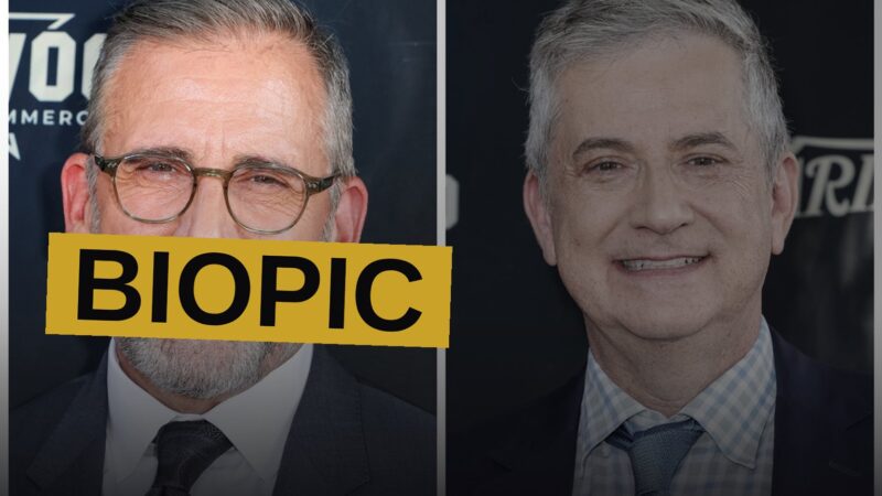 Steve Carell and Greg Daniels laugh together at a Hollywood event.