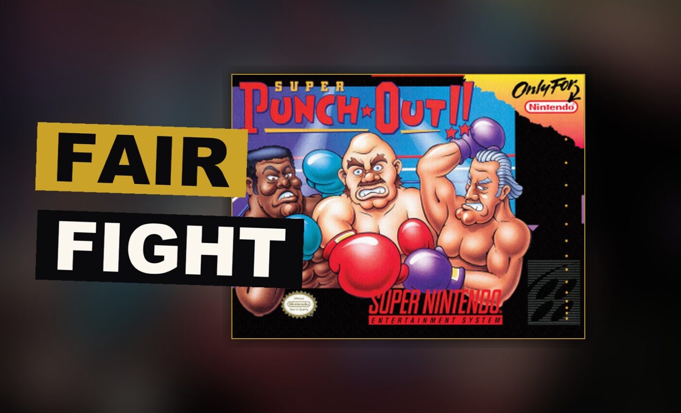 A boxer readies his guard as his rival winds up a blow, watched by those seated behind them.