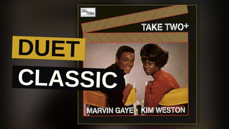 A vintage-styled illustration of a male and female soul singer leaning into a shared microphone, bathed in warm amber light.