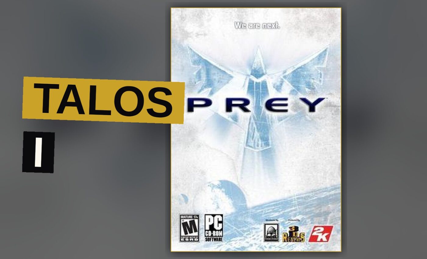 A scientist stands warily in a shadowy space station corridor as a black, oily alien substance seeps from the walls.