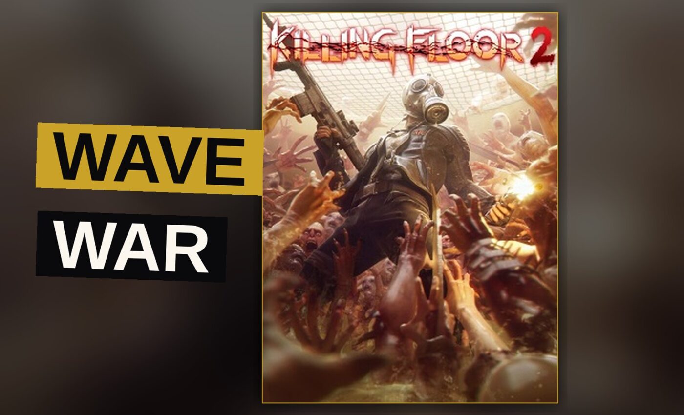 Soldiers brace themselves against a relentless tide of monstrous foes in a ruined urban landscape.