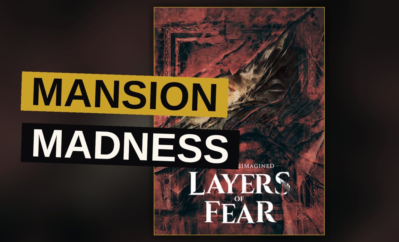 An empty mansion hallway tilts and shifts under dim, flickering light.