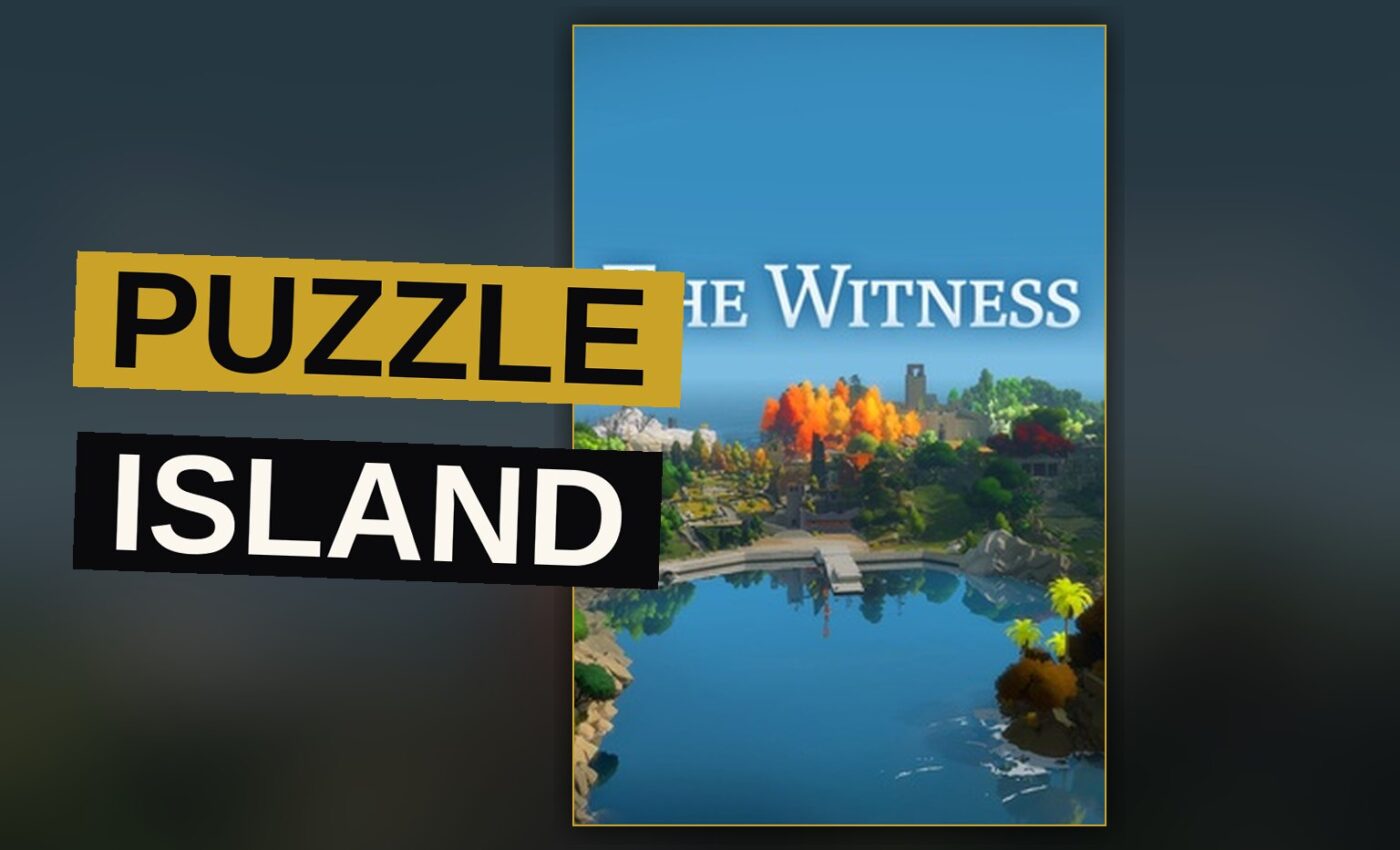 A colorful island landscape filled with maze puzzle panels under bright sunlight.