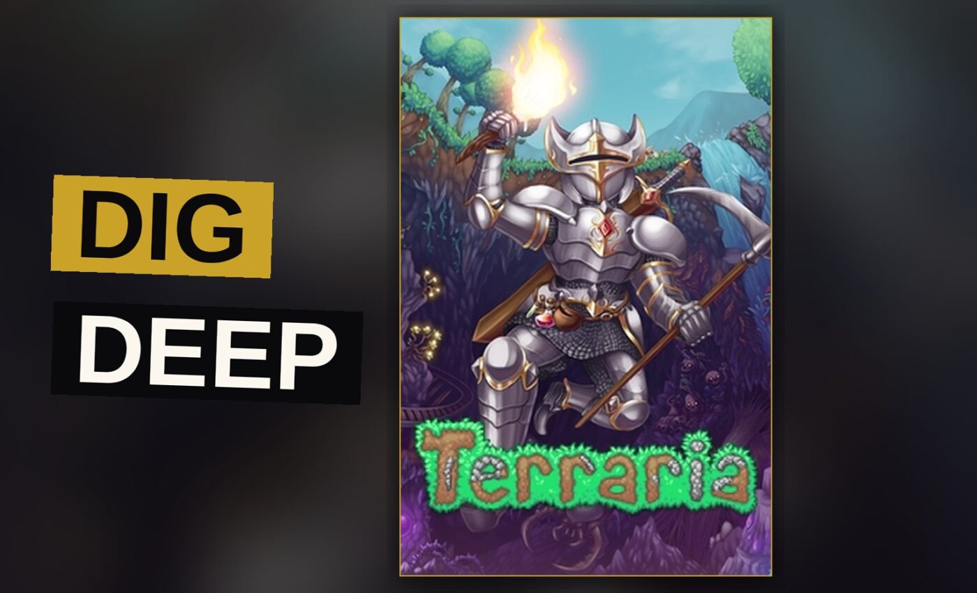 A miner digs through stone layers beneath a glowing torch, searching for ore and treasure.