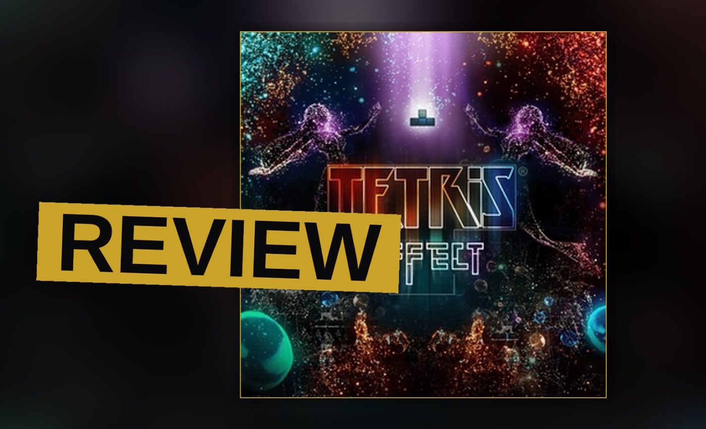 A glowing Tetris block floating in a cosmic nebula with stars and vibrant colors.