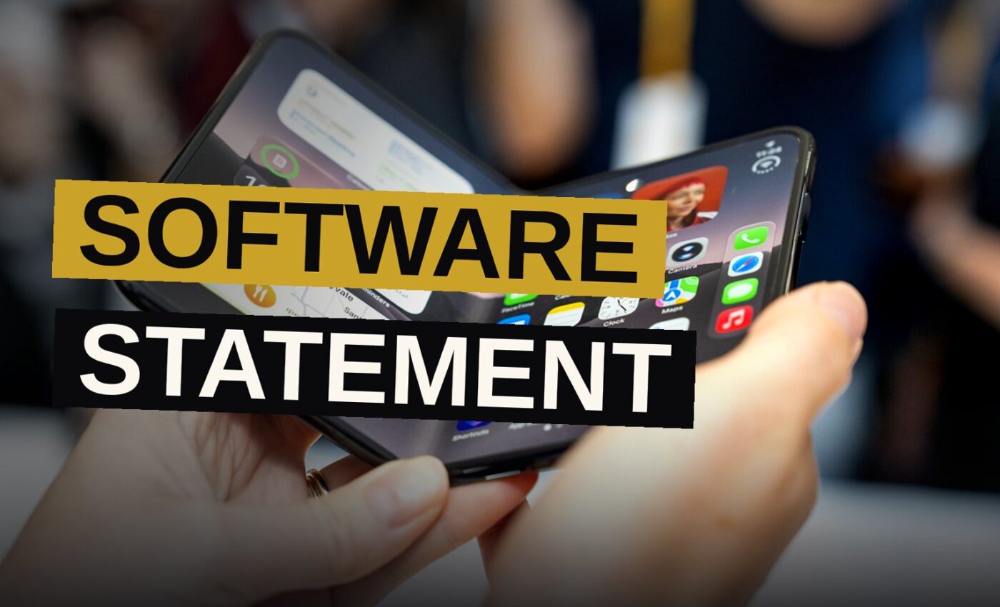A folded smartphone displaying a vertical dock and Dynamic Island on its screen.