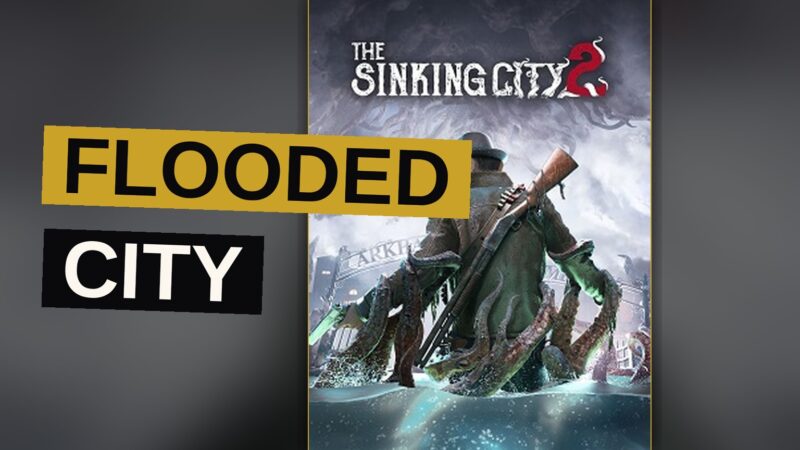 A city street, drowned beneath the tide, a solitary investigator walks amid the ruin.