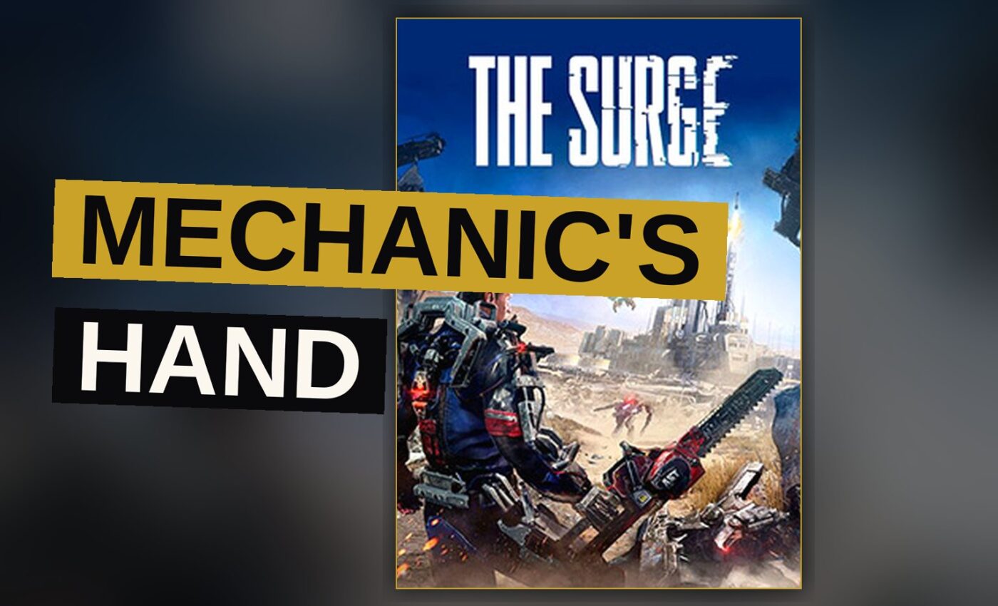 An armored warrior stands before a massive mechanical beast in a crumbling industrial city.