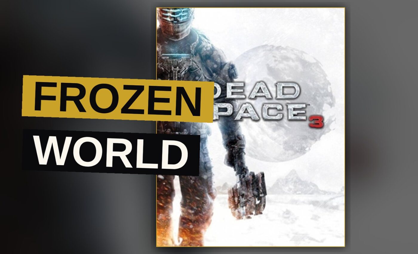 An armored survivor wields a massive weapon before a glowing signal upon a frozen alien world.