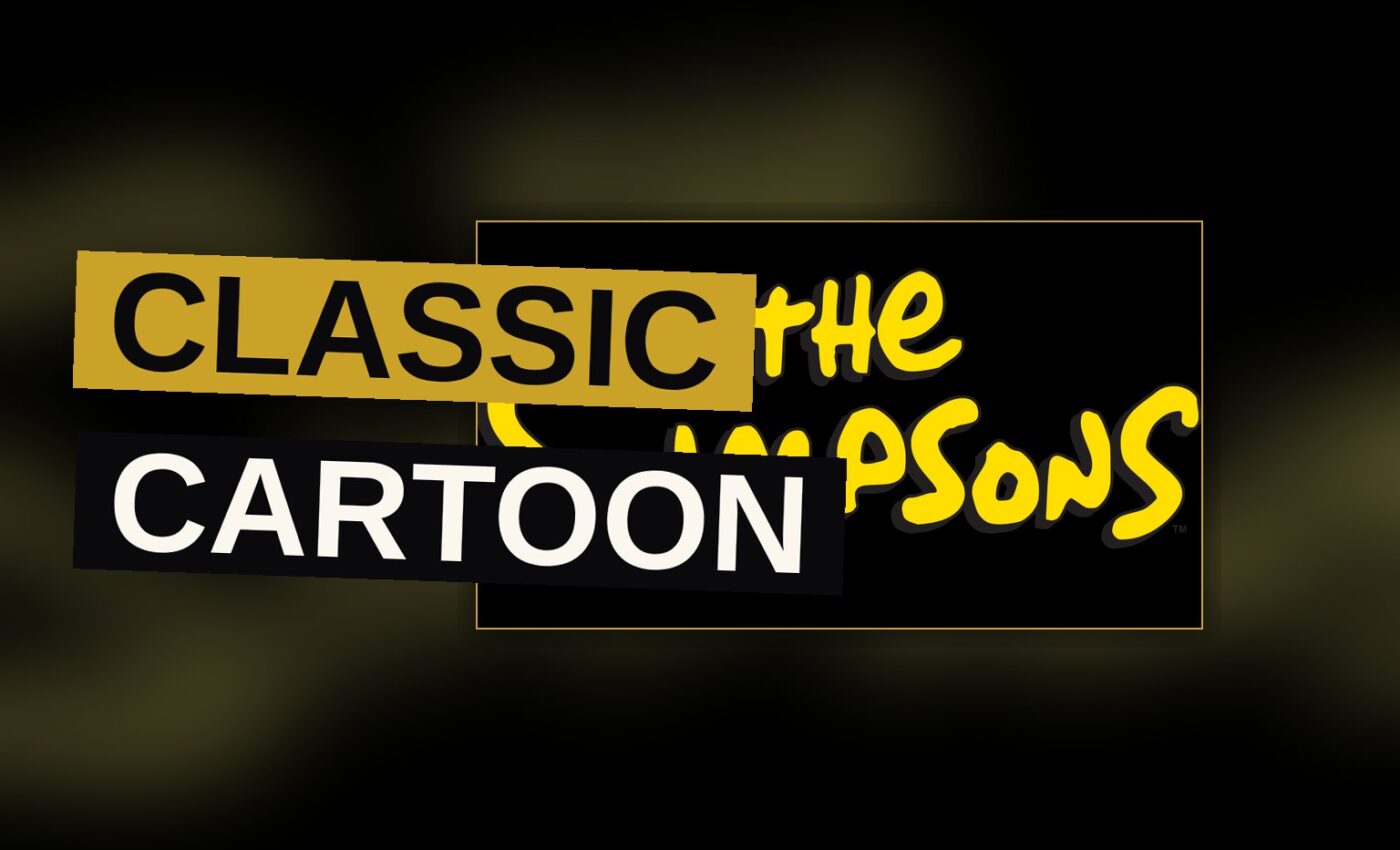 A family sits together on a couch in a cozy living room, a classic animated scene.