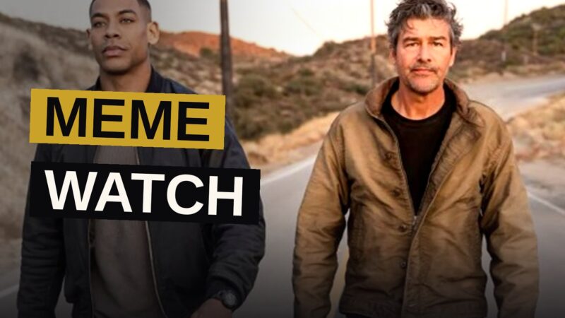 A meme image combining a live-action photo of two men walking with cartoon edits of SpongeBob and Patrick overlaid.