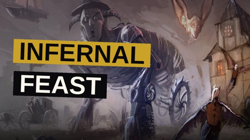 A doomed band of adventurers stands before a terrible, fire-lit dominion of the underworld.