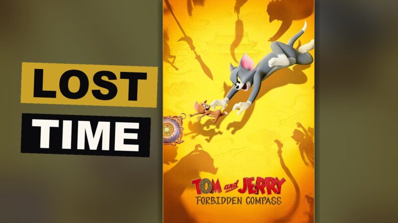 Tom and Jerry appear small and lost amid a swirling storm of new figures brought forth by an ancient compass.