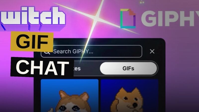 A streaming setup showing a chat window with colorful GIF icons popping up beside subscriber messages.