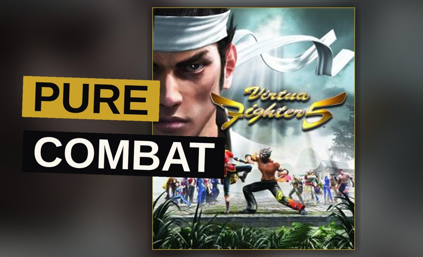 Two fighters clash within a bright arena, locked in a moment of precise combat.