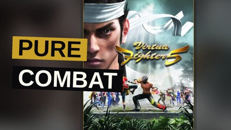 Two fighters clash within a bright arena, locked in a moment of precise combat.