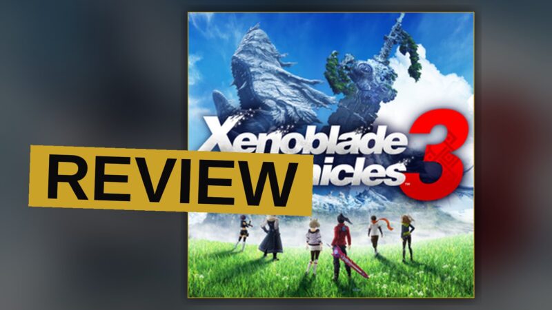 Six anime-style characters stand on a cliff overlooking a vast fantasy landscape at sunset.