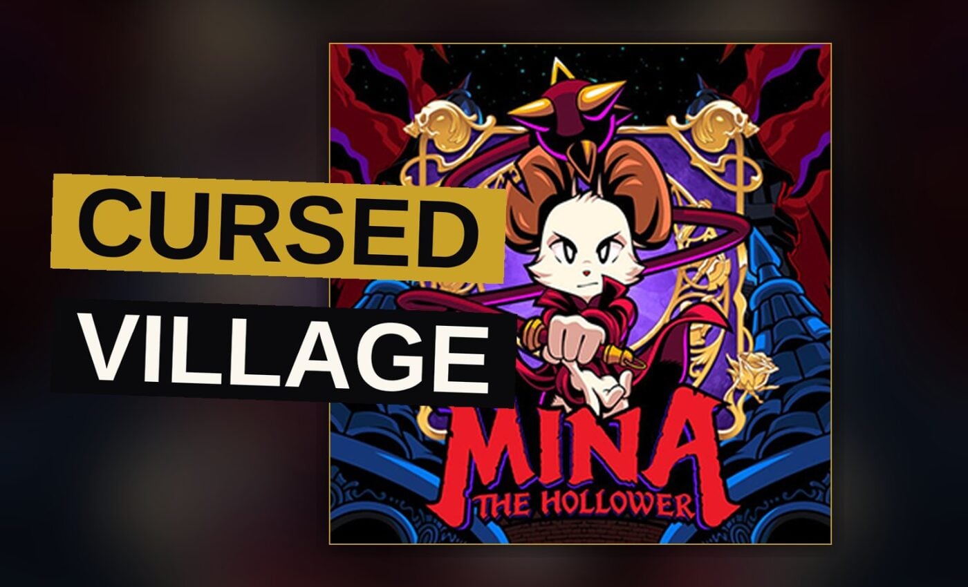 A hooded figure tunnels beneath a cursed village, descending from decayed streets into a shadowed underground chamber.